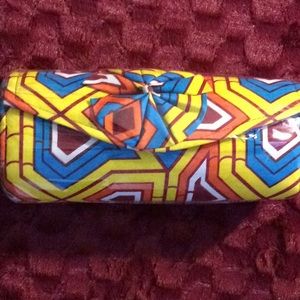 New, medium yellow Authentic African print clutch